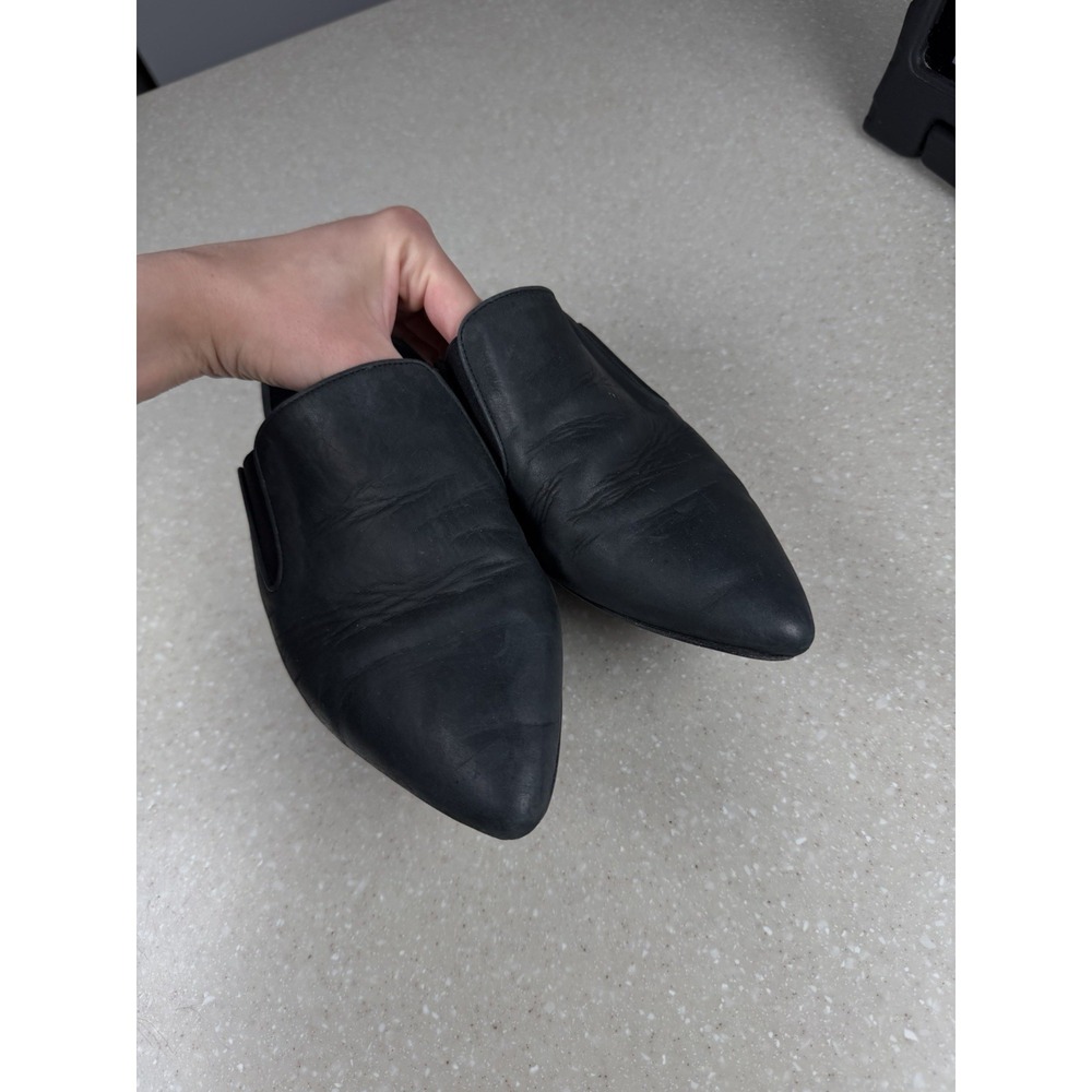 Jenni Kayne Women's 39 9 Mule Slides Oil Leather Black Pointed Toe Flats Coastal - Picture 3 of 11